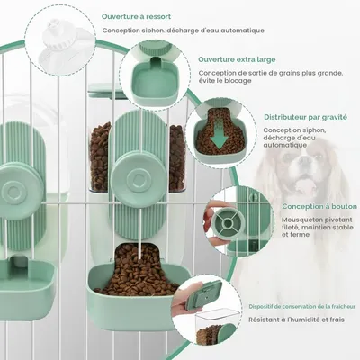 Zatte Distributeur Suspendu Automatique Nourriture et Eau Petits Animaux Zatte Distributeur Suspendu Automatique Nourriture et Eau Petits Animaux