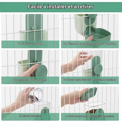 Zatte Distributeur Suspendu Automatique Nourriture et Eau Petits Animaux Zatte Distributeur Suspendu Automatique Nourriture et Eau Petits Animaux
