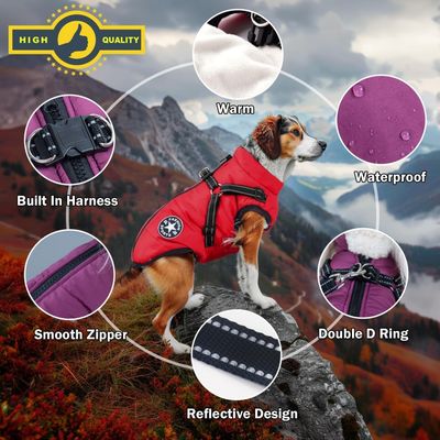 Zatte Manteau d'Hiver Imperméable Chien avec Harnais - Réfléchissant S