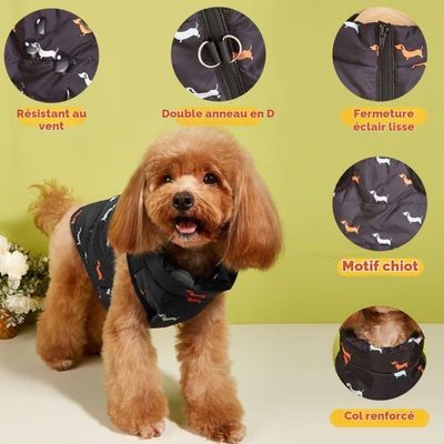 Zatte Manteau Hiver Imperméable Petit Chien - Ouverture Harnais L
