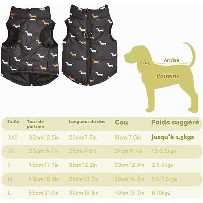 Zatte Manteau Hiver Imperméable Petit Chien - Ouverture Harnais L