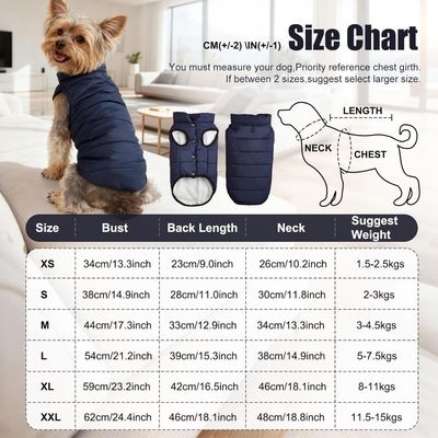 Zatte Manteau d'Hiver Polaire Imperméable Chihuahua Teckel - Bleu M
