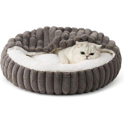 Zatte Lit Cachère Donut 50 cm avec Couverture pour Chat et Petit Chien