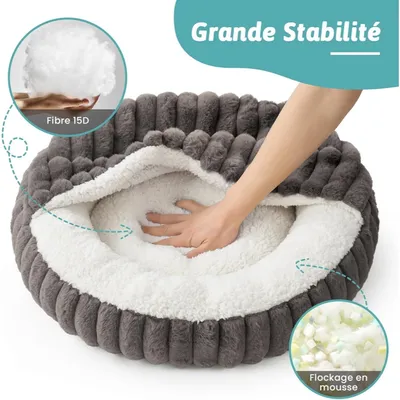 Zatte Lit Cachère Donut 50 cm avec Couverture pour Chat et Petit Chien
