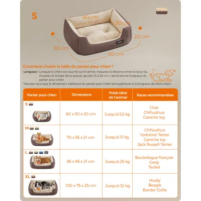 FEANDREA - Panier pour Chien - Coussin Réversible Lavable FEANDREA - Panier pour Chien - Coussin Réversible Lavable