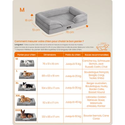 FEANDREA - Canapé pour Chien - Mousse Déhoussable Antidérapant