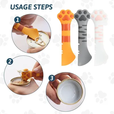 Zatte Cuillère Silicone Patte de Chat Multifonction avec Ouvre-boîte