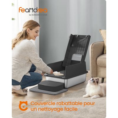 Feandrea - Bac à Litière - Acier Inoxydable