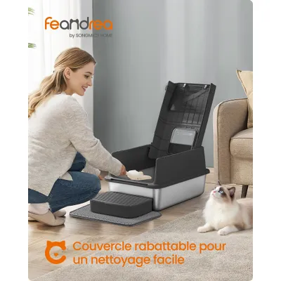 Feandrea - Bac à Litière - Acier Inoxydable