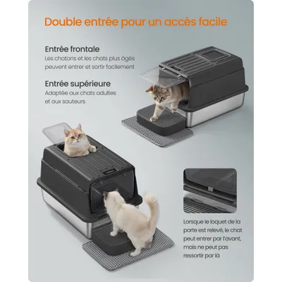 Feandrea - Bac à Litière - Acier Inoxydable Feandrea - Bac à Litière - Acier Inoxydable