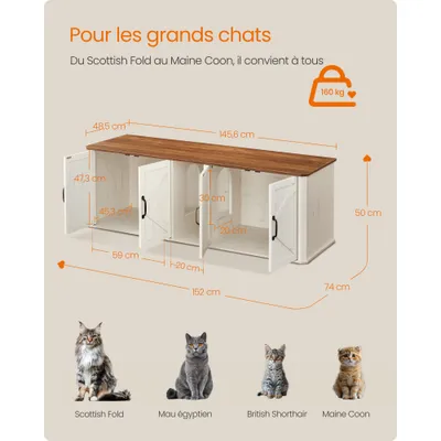 FEANDREA - Meuble Cache-Litière Double - PCLFR010W01 FEANDREA - Meuble Cache-Litière Double - PCLFR010W01