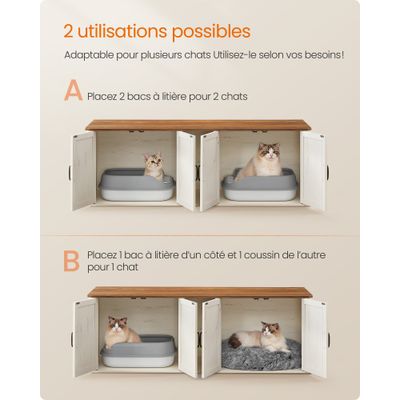 FEANDREA - Meuble Cache-Litière Double - PCLFR010W01