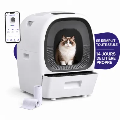 LALAHOME Litière intelligente auto-nettoyante 80 L