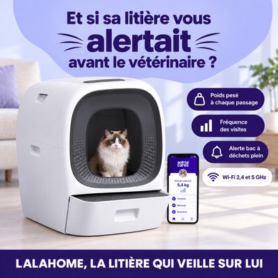 LALAHOME Litière intelligente auto-nettoyante 80 L