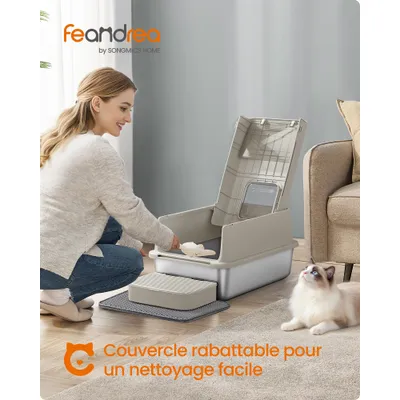 Feandrea - Bac à Litière - Acier Inoxydable