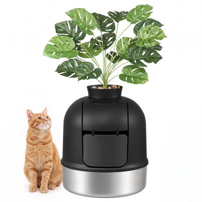 Feandrea Meuble pour Litière de Chat avec Plante Artificielle