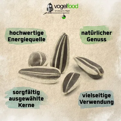 Sonnenblumenkerne gestreift Vogelfutter Streufutter Marke Vogelfood