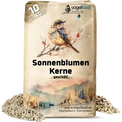 Geschälte Sonnenblumenkerne Vogelfutter Streufutter Marke Vogelfood Geschälte Sonnenblumenkerne Vogelfutter Streufutter Marke Vogelfood