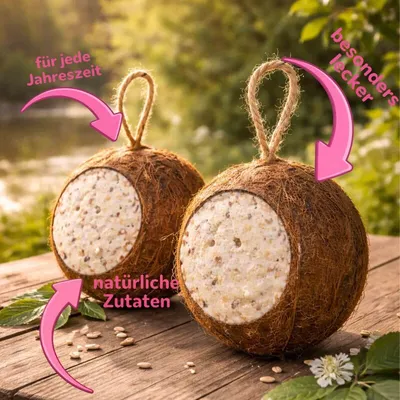 Gefüllte ganze Kokosnüsse für Wildvögel Marke Liebesvogel Gefüllte ganze Kokosnüsse für Wildvögel Marke Liebesvogel