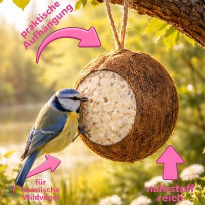 Gefüllte ganze Kokosnüsse für Wildvögel Marke Liebesvogel