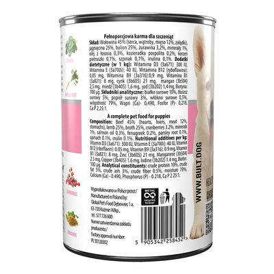 BULT Junior Nassfutter für Welpen – Alleinfuttermittel Dose 400 g