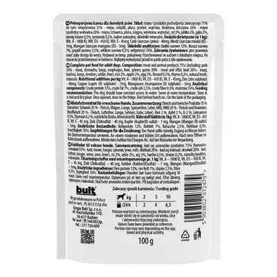 BULT Nassfutter für Hunde – Alleinfuttermittel Beutel 100 g BULT Nassfutter für Hunde – Alleinfuttermittel Beutel 100 g