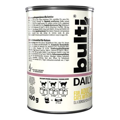 BULTI Daily Meal Adult Nassfutter für Katzen – Dose 400 g