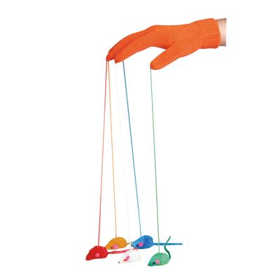 Flamingo Handschuh mit Mäusen orange