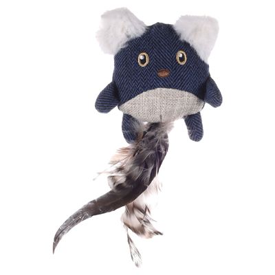 Flamingo Katzenspielzeug Maus mit Federn Jeany blau