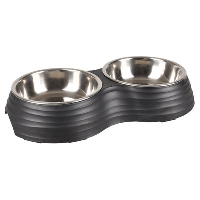 Flamingo Futter- und Trinknapf Aschau Duo Dinner schwarz/silber