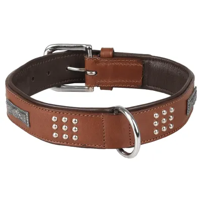 Flamingo Halsband Sedona Leder mit Nieten braun