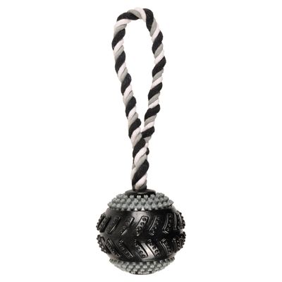 Flamingo Hundespielzeug TPR Gladiator Curling + Seil schwarz