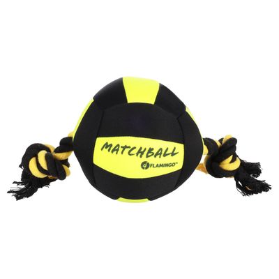 Flamingo Hundespielzeug Matchball Aqua mit Seil schwarz/gelb