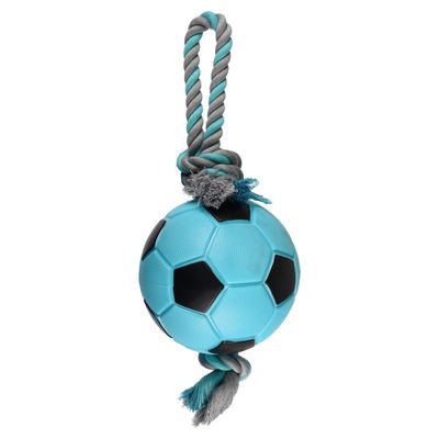 Flamingo Hundespielzeug TPR Sporty Fußball + Seil blau