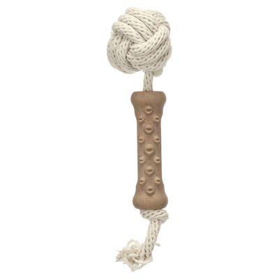 Flamingo Hundespielzeug Wilga Knotenball & Stick mit Seil braun