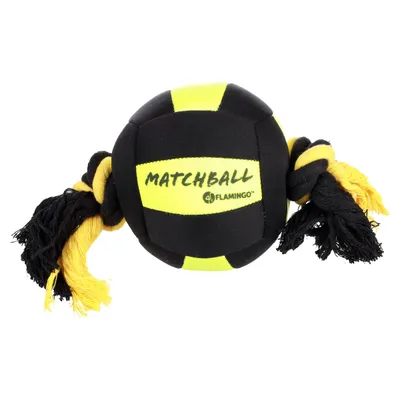 Flamingo Hundespielzeug Matchball Aqua mit Seil schwarz/gelb Flamingo Hundespielzeug Matchball Aqua mit Seil schwarz/gelb