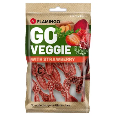 Flamingo Hundesnack Veggie Zahnbürste mit Erdbeere rot Flamingo Hundesnack Veggie Zahnbürste mit Erdbeere rot