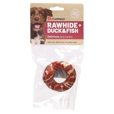 Flamingo Hundesnack R'Hide Ring mit Ente & mit Kabeljau Flamingo Hundesnack R'Hide Ring mit Ente & mit Kabeljau