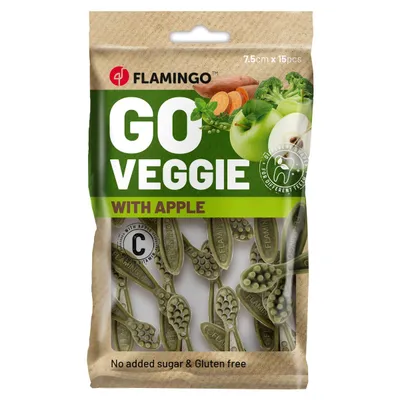 Flamingo Hundesnack Veggie Zahnbürste mit Apfel grün Flamingo Hundesnack Veggie Zahnbürste mit Apfel grün