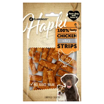 Flamingo Hundesnack Hapki Streifen mit Huhn & Reis Flamingo Hundesnack Hapki Streifen mit Huhn & Reis