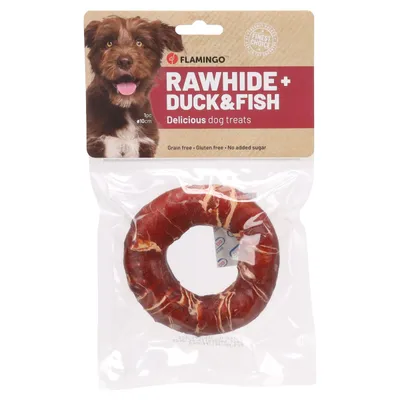 Flamingo Hundesnack R'Hide Ring mit Ente & mit Kabeljau Flamingo Hundesnack R'Hide Ring mit Ente & mit Kabeljau