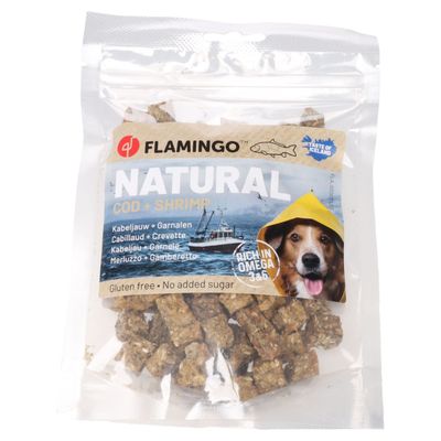 Flamingo Hundesnack Nature kleine Blöcke mit Kabeljau & Garnele