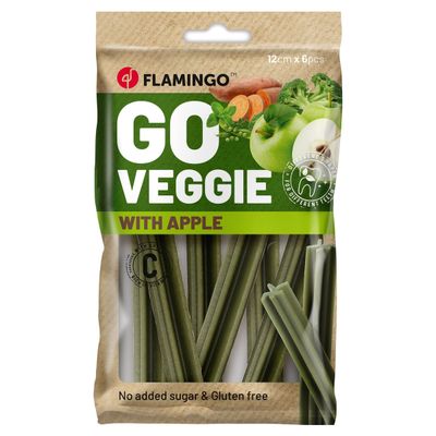 Flamingo Hundesnack Veggie Stick mit Apfel grün