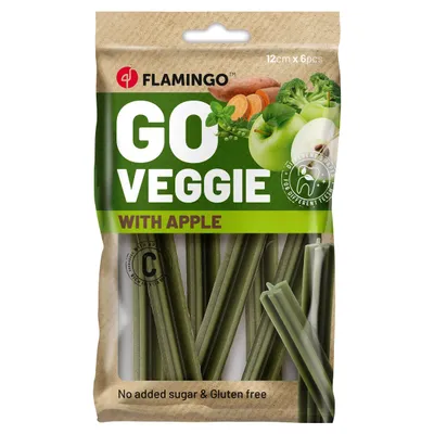 Flamingo Hundesnack Veggie Stick mit Apfel grün