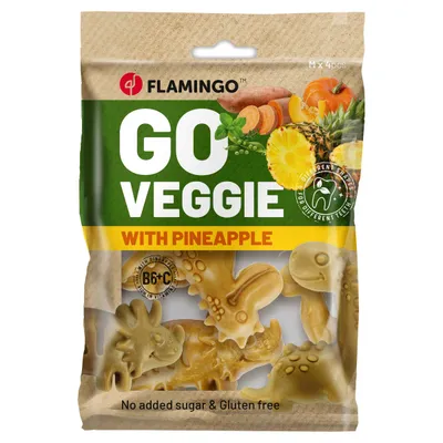 Flamingo Hundesnack Veggie Dino mit Ananas gelb Flamingo Hundesnack Veggie Dino mit Ananas gelb