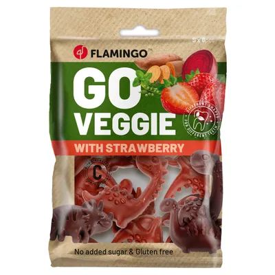 Flamingo Hundesnack Veggie Dino mit Erdbeere rot Flamingo Hundesnack Veggie Dino mit Erdbeere rot
