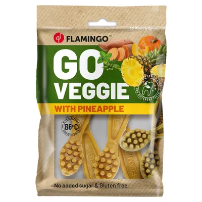 Flamingo Hundesnack Veggie Zahnbürste mit Ananas gelb Flamingo Hundesnack Veggie Zahnbürste mit Ananas gelb