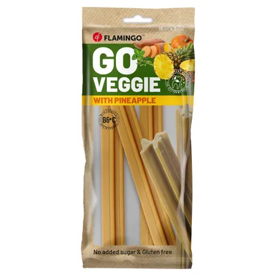 Flamingo Hundesnack Veggie Stick mit Ananas gelb Flamingo Hundesnack Veggie Stick mit Ananas gelb