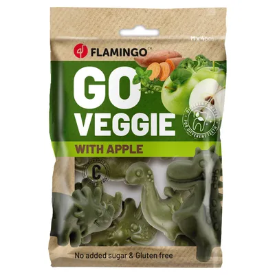Flamingo Hundesnack Veggie Dino mit Apfel grün