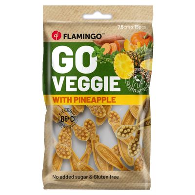 Flamingo Hundesnack Veggie Zahnbürste mit Ananas gelb